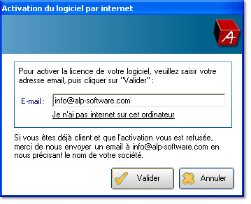 Activation de mon logiciel par internet